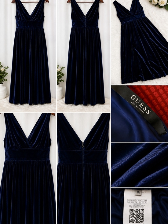 Guess Dresses & Skirts - Guess Navy Velvet V-Neck Evening Gown